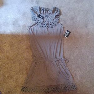 Brand new Express taupe beige eyelet romper dress